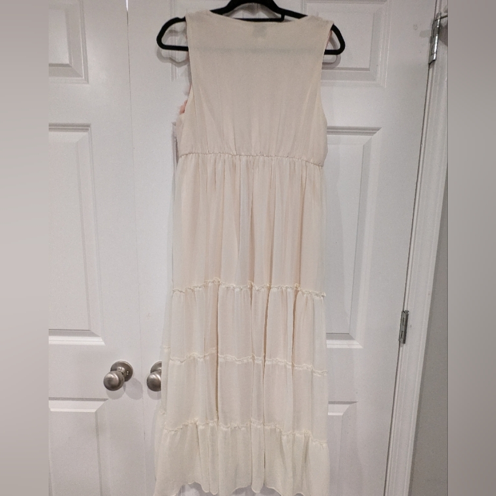 Cream Pink Ruffled Tiered Maxi Dress #147 - Picture 4 of 4